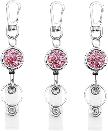 Vista 36 de bolimoss Paquete de 3 llaveros retráctiles, soporte retráctil, carrete de insignia para tarjeteros de identificación, tarjetero de identificación