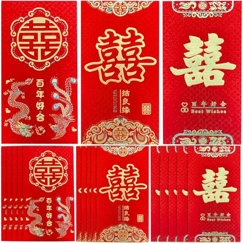 FAURAPMNG 18 chinesische rote Umschläge für Hochzeiten, große Hong Bao-Geldumschläge, rote...
