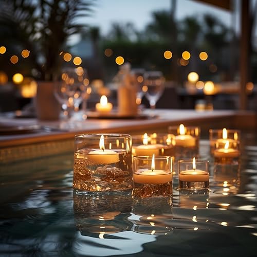 Miniatura 9 de 3 inch White Floating Candles, 48 Packs Unscented Floating Candles for Centerpieces-10 Hours Burn Time-3 Floating Tealight Candles for Cylinder