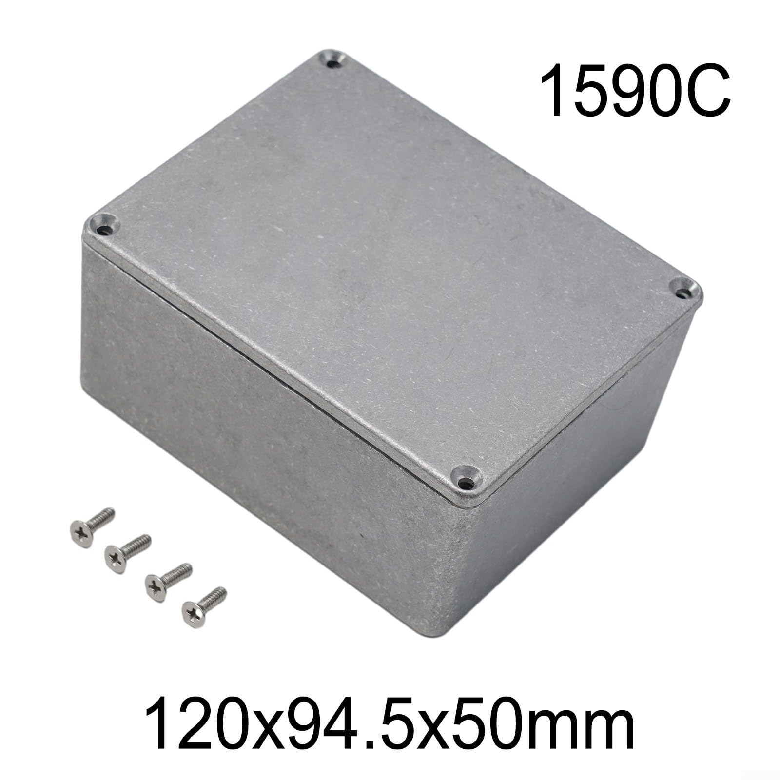 Robuste Aluminium-Projektbox für elektrische Anwendungen, silberfarbenes Druckguss-Gehäuse mit wasserabweisenden Eigenschaften (1590 C (120 x 94,5 x 50 mm)