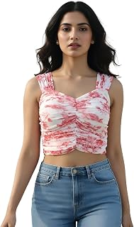 clobug Women's Mesh Sleeveless Printed Net Tank Top – Comfortable Everyday Wear |Top for Women Price In India