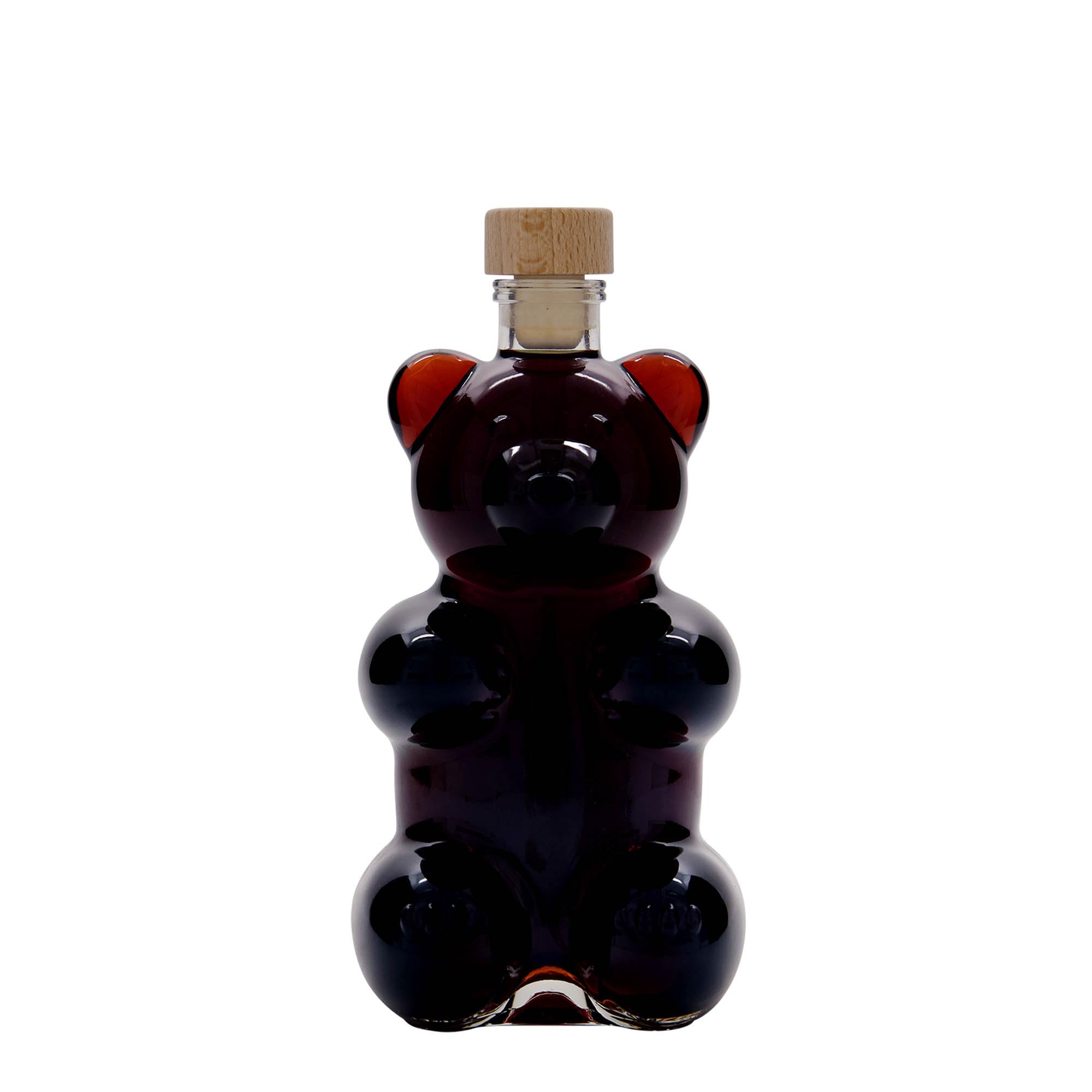 12er Set 350 ml Glasflasche Bär aus Klarglas mit Griffkorken aus Holz für Liköre Spirituosen Säfte kreative Geschenkideen und dekorative Abfüllungen