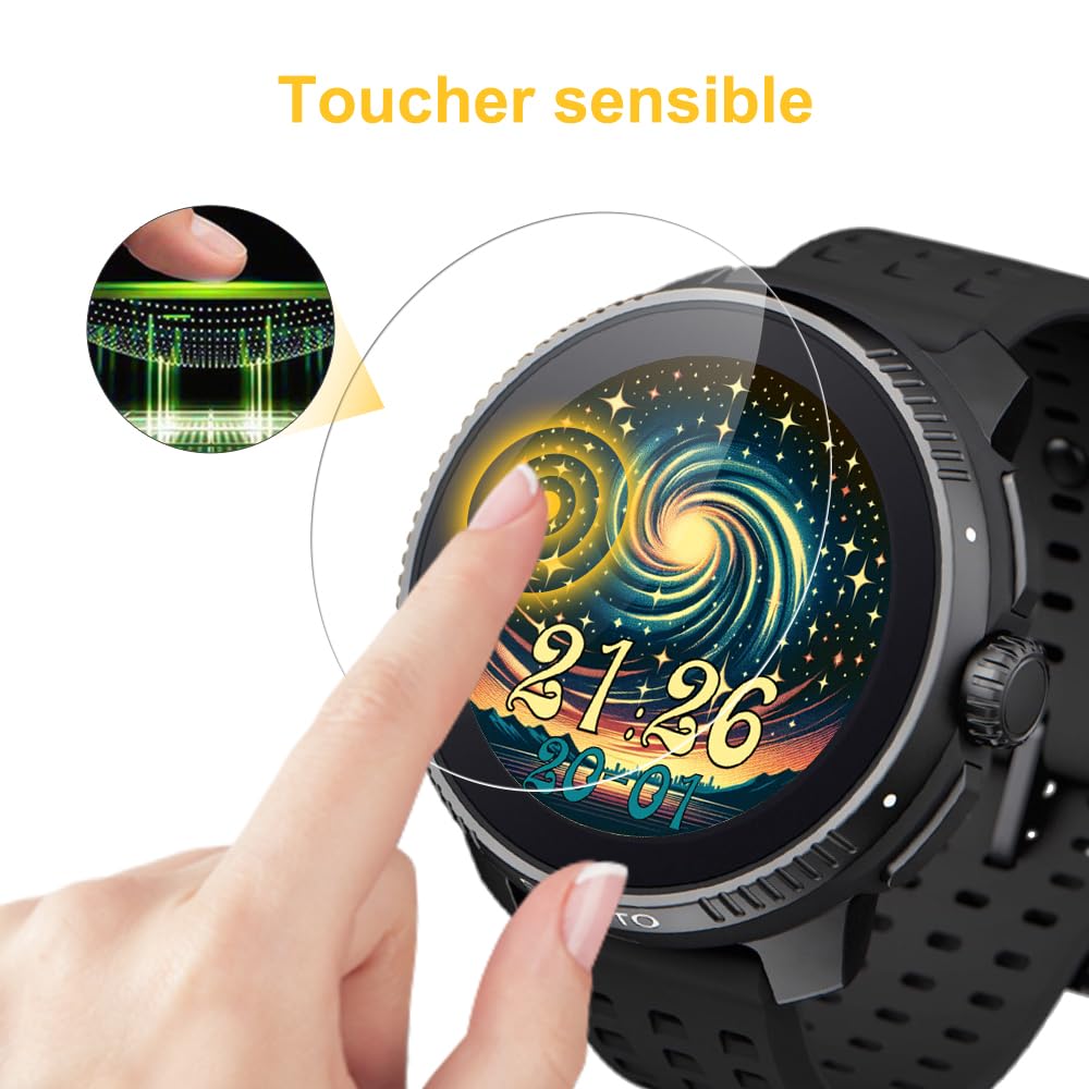 Vitre Protection pour SUUNTO Race, 4 Pièces écran verre trempé [Dureté 9H][HD Claire][Sans Bulless][Anti Rayures] vitre