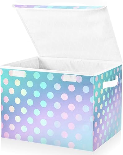 Miniatura 2 de GAIGEO Papeleras de almacenamiento de tela de lunares degradados verdes y rosados, contenedores apilables del armario, organizador del armario de la