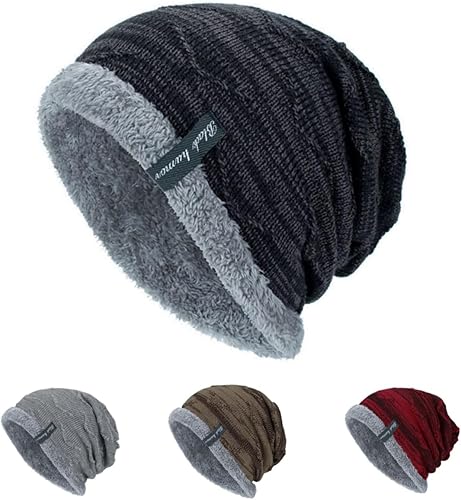 LLmoway Gorro de invierno cálido y elástico para hombre y mujer, con forro polar