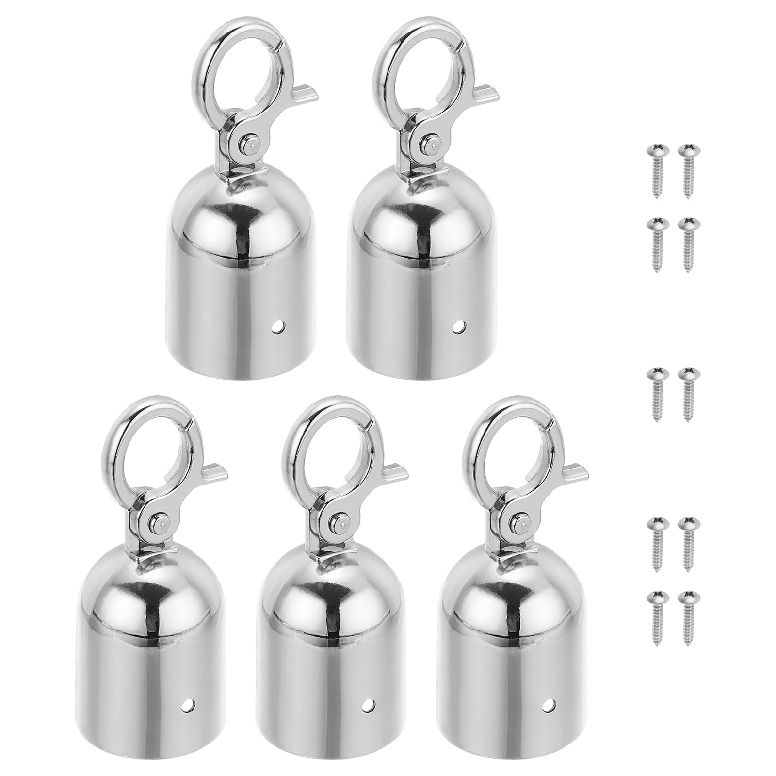 PATIKIL 1.6"x3.7" Absperrseil-Endkappe 5er Pack Kordelendkappen Barriereseil-Endhaken Für Menschenführung Warteschlangentrenner Silber