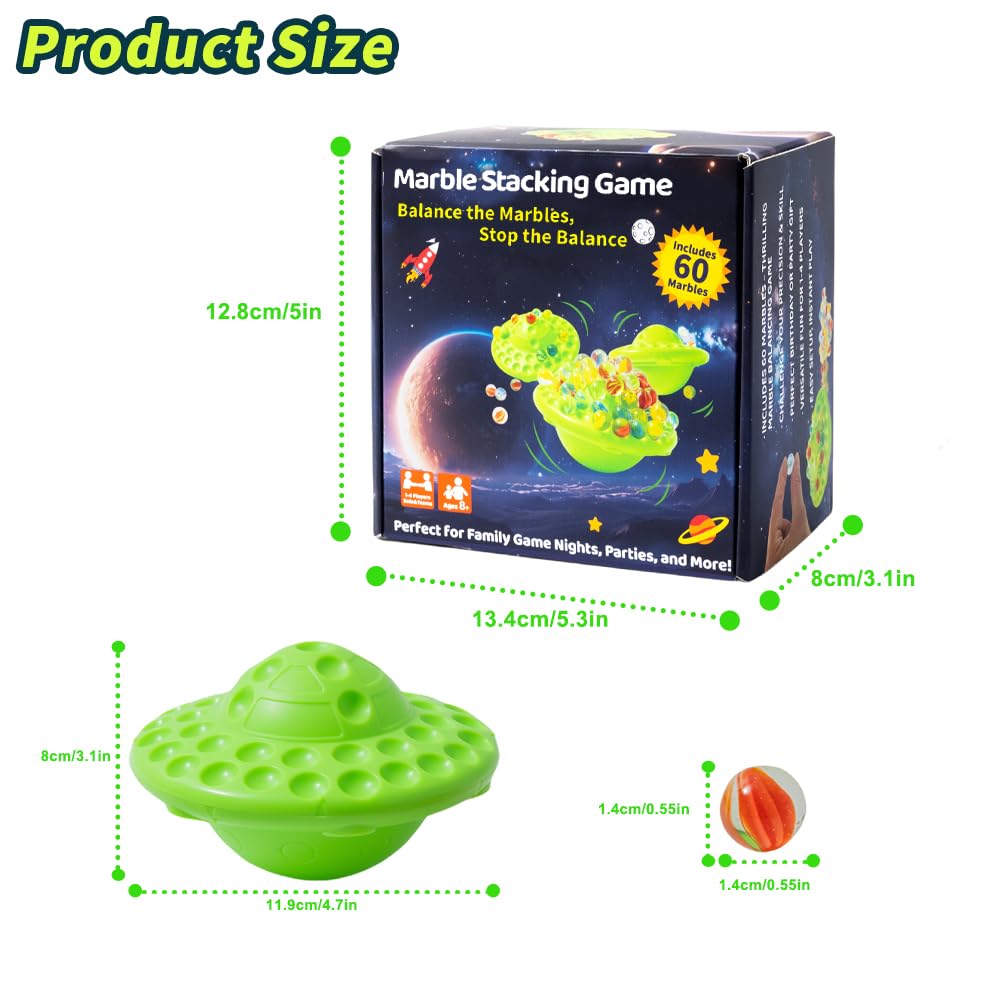 oupados Wobble Marble Balance Stacking Game with 60 Exciting Colorful Glass Marbles - Image 2