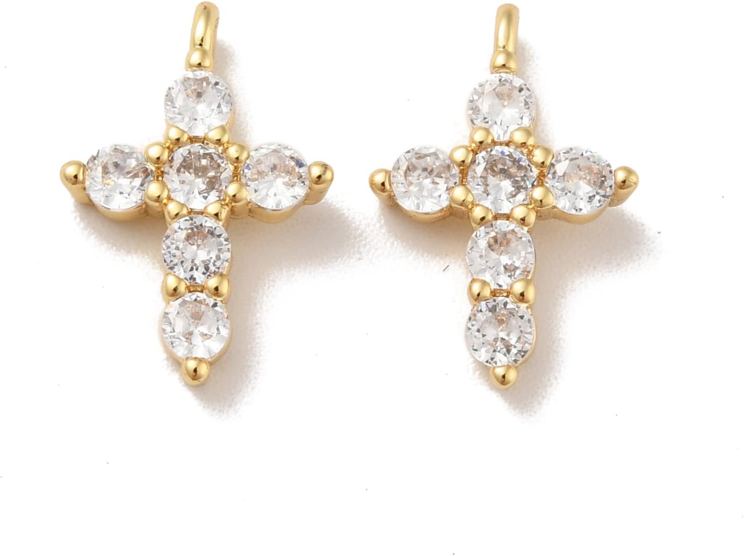 KitBeads 20pcs Cubic Zirconia Cross Crucifix Charms Real 18K Gold Plated Micro Pave Clear CZ Religion Charms for Bracelets Jewelry Making Bulk - Image 3