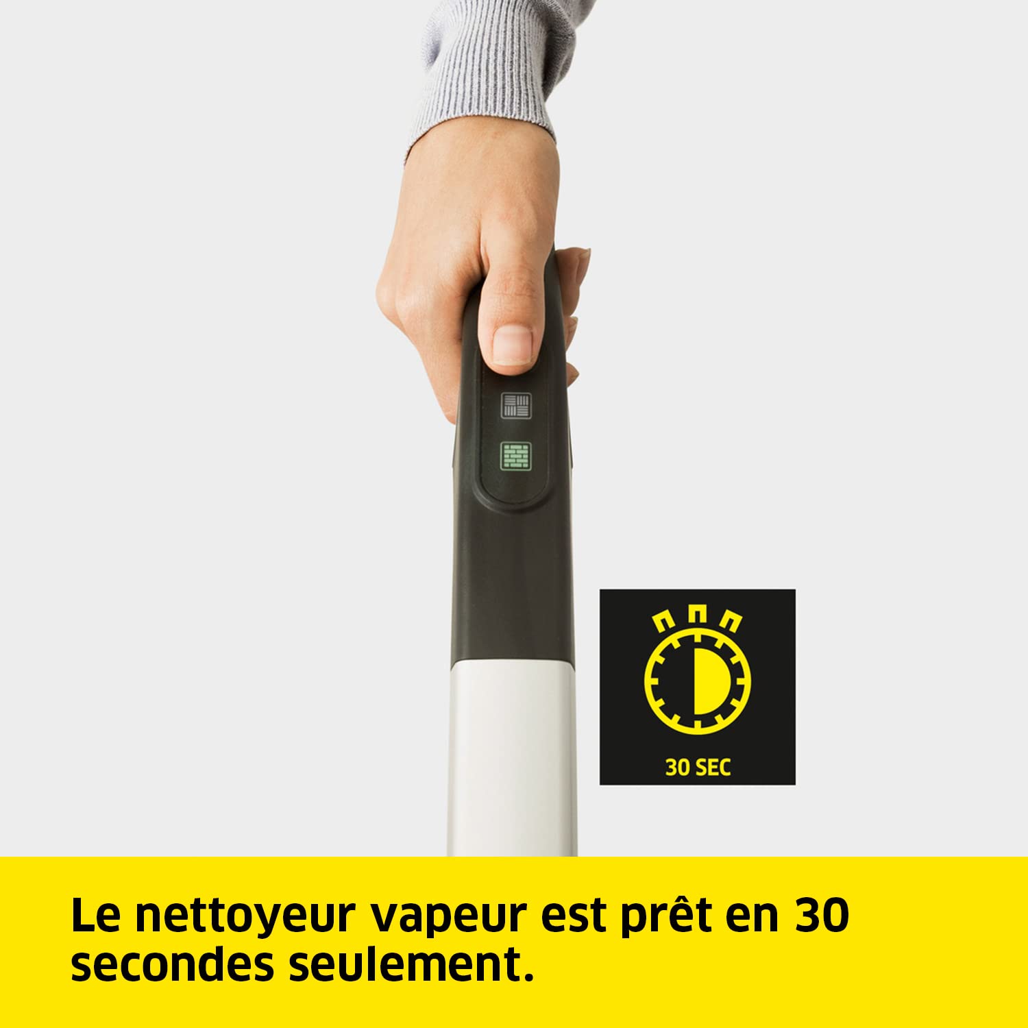 Kärcher Nettoyeur Vapeur SC 2 Upright EasyFix, Préchauffage : 30 s, Surface : 50 m², Réservoir : 0,4 l, Puissance : 1600 W, avec Buse de Sol EasyFix, Serpillière Microfibres, Cartouche Détartrante
