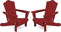 Vista 191 de KINGYES - Silla Adirondack plegable, sillas de patio de polietileno de alta densidad para todo tipo de clima, silla de césped con textura de madera