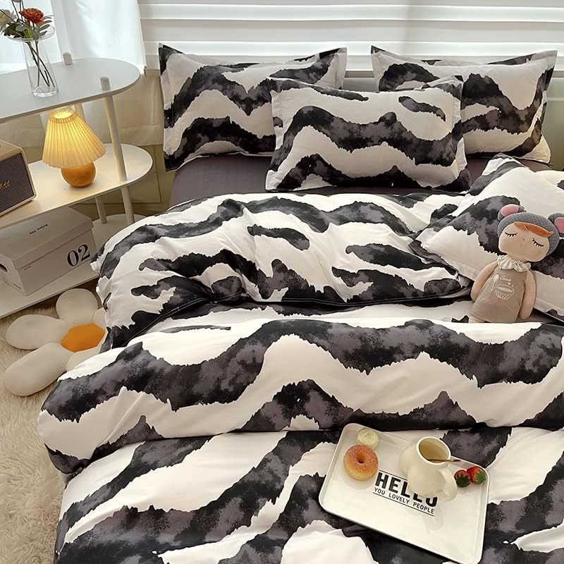 Miniatura 2 de Akiky Juego de funda de edredón de mármol abstracto, tamaño matrimonial, diseño de arte de fantasía, ultra suave, con cierre de cremallera,