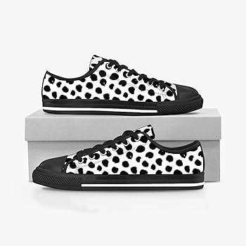 Amazon.co.jp: デッキシューズ 黒い 水玉 ドット柄 ローカット