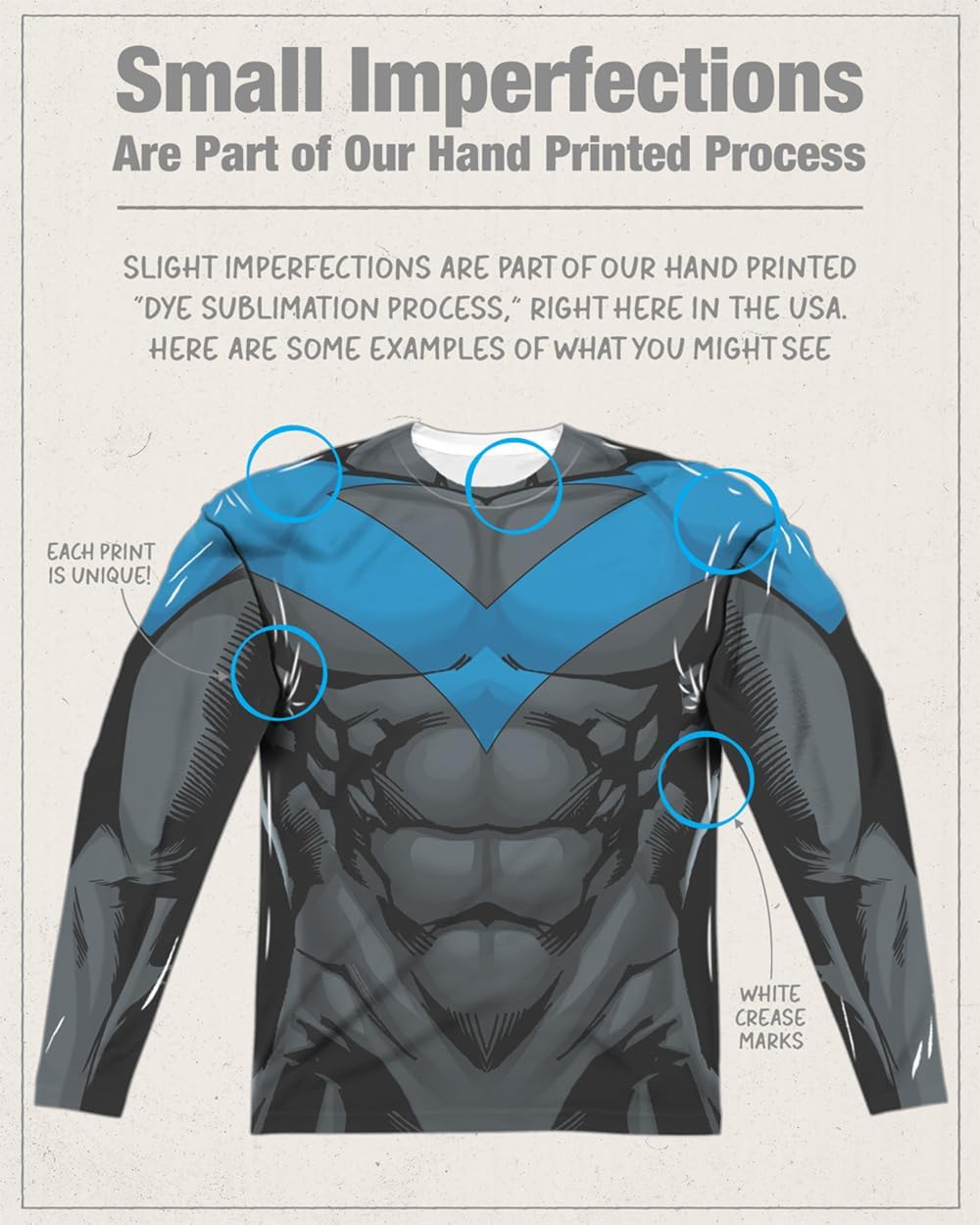 Nightwing Costume Collection 100% Polyester Adult Long Sleeve Costume T Shirt for Men & Women