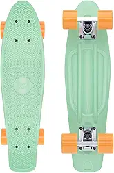 KMX Skate de 55 e 68 cm, skate clássico para iniciantes e avançados, mini cruiser board para meninos, meninas, crianças, estudantes, adultos, adolescentes (22 menta e cítricos)