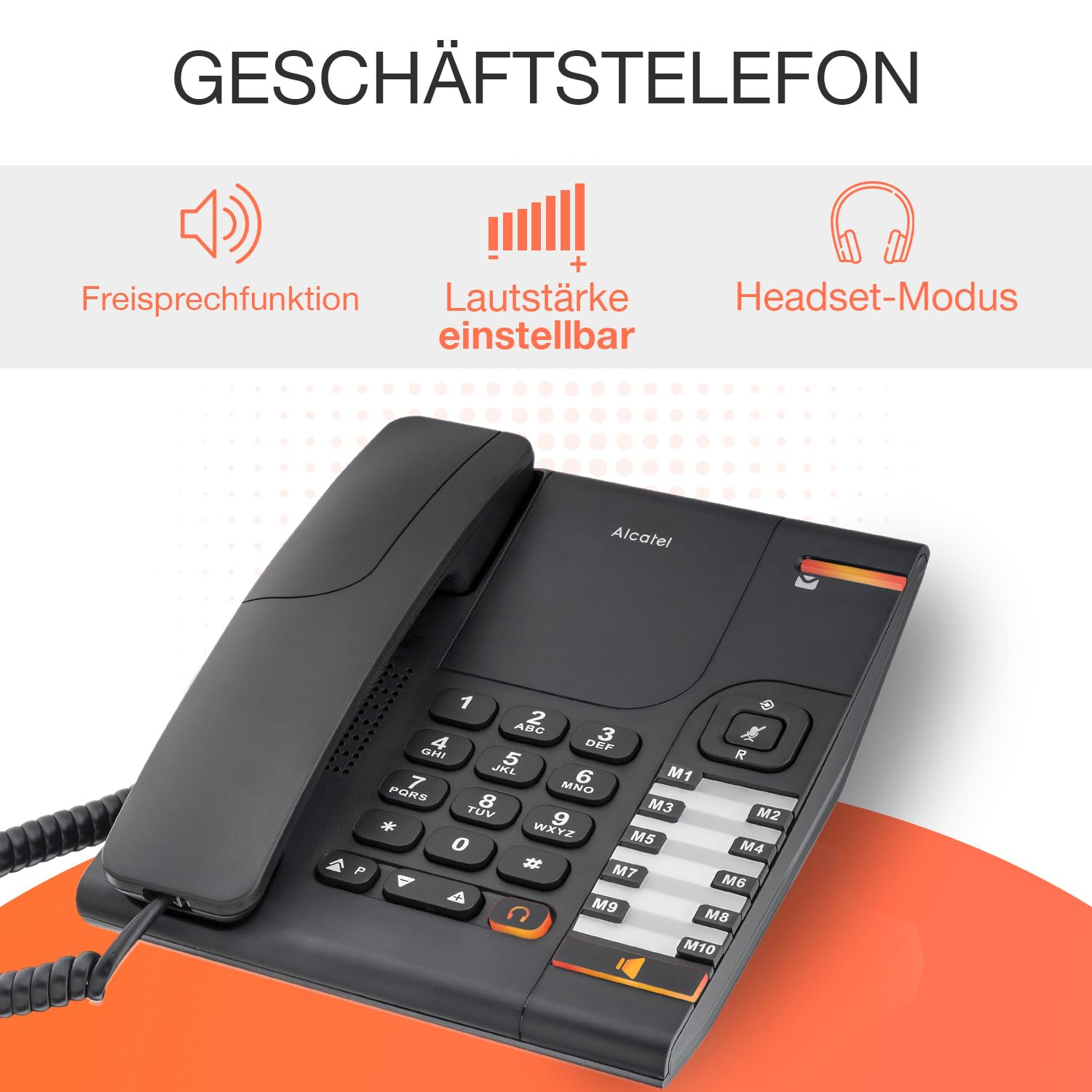ALCATEL Temporis 380 PRO - Festnetztelefon für den professionellen Einsatz - Freisprechfunktion - Anrufanzeige - Lautstärke regelbar - Wahlwiederholung-/Stummtaste -10 direkte Speichertasten - Schwarz