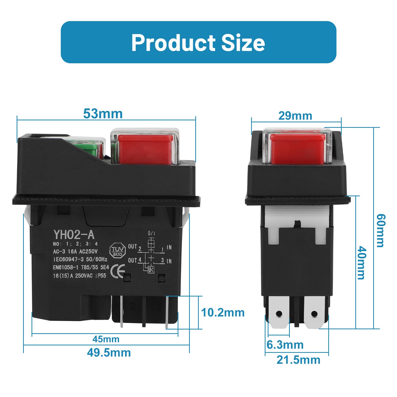 Interruttore Elettromagnetico 5 PIN KJD17 - Interruttore Sicurezza AC250V 16A - Foto 3