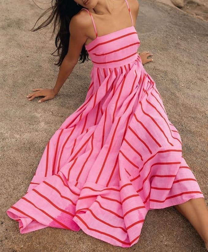 Robe de plage à bretelles spaghetti et dos nu - Le look bohème fluide chic