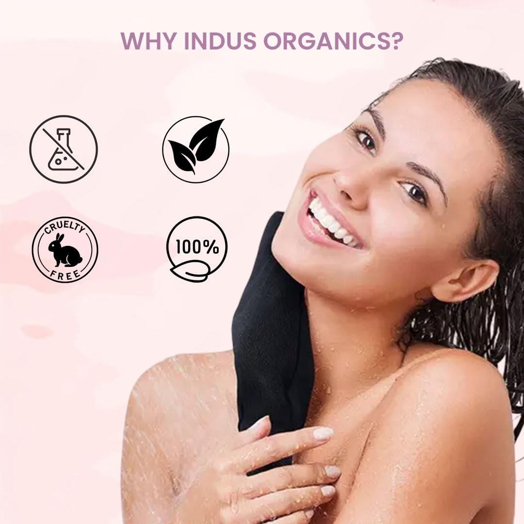 Indus Organics Bathing glove,Exfoliating Glove - Pure Viscose Fibre, Tan Removal for Face and Body,Triple-Layered Exfoliating Body Glove for Dead Skin, 3