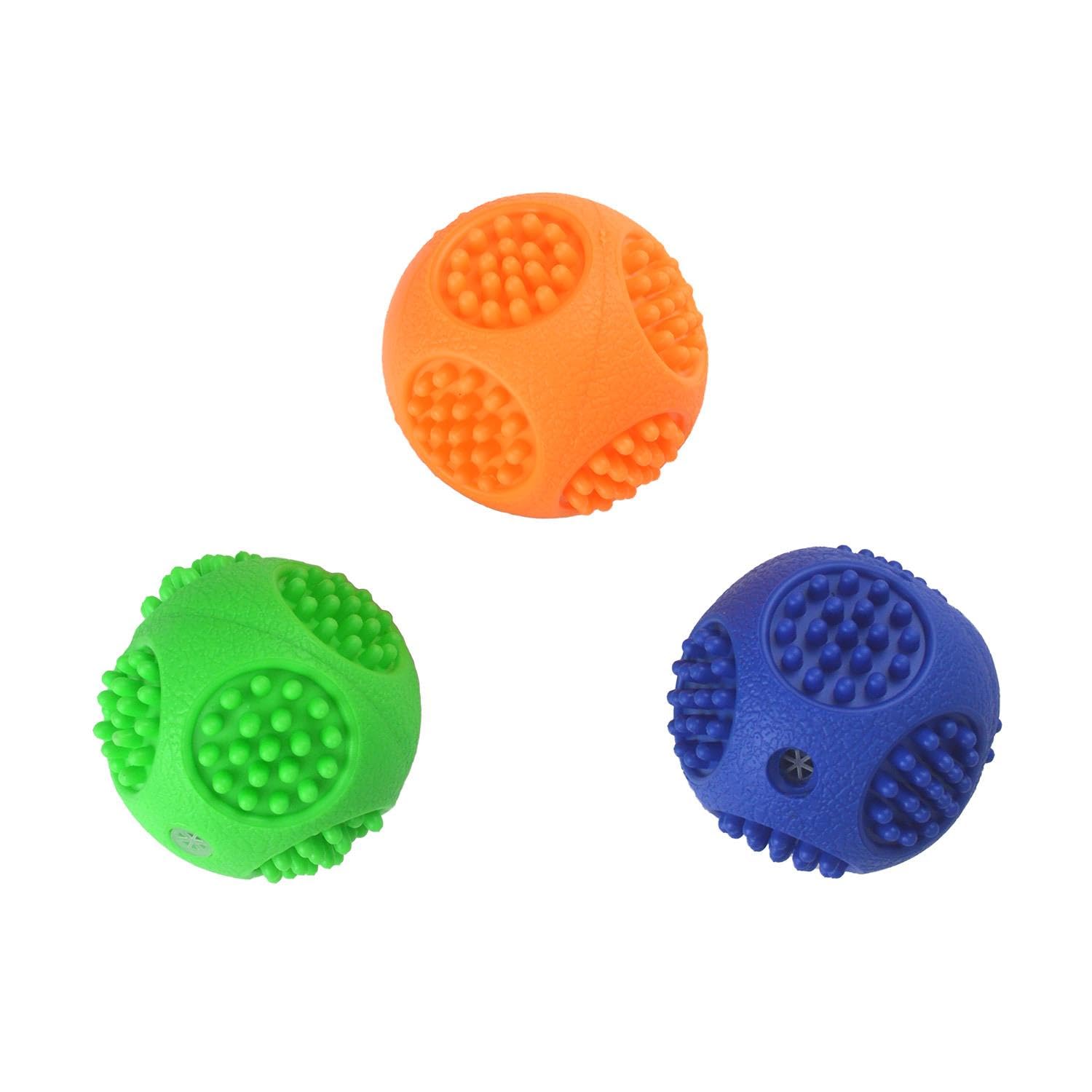 YöL Pack of 3 Rubber Dog Balls Fetch Catch Bouncy Squeak Puppy Pet