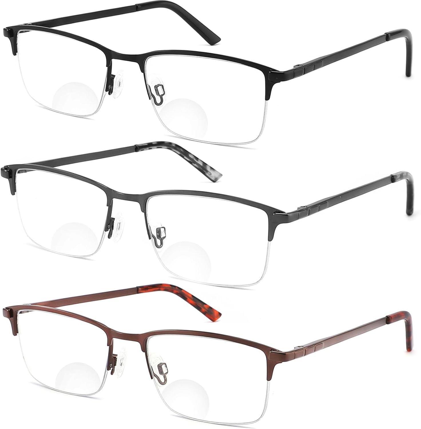 JJWELL 3 Pack Bifocal Reading Glasses for Men Blue Light