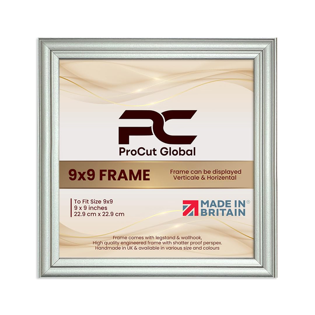 Procut Global 9x9 Silver Picture Frames - Classic Wooden Photo Frame with Shatterproof Perspex for Wall or Tabletop - Perfect for Posters, Certificates & Prints - Sizes & Colors Available โ image 1