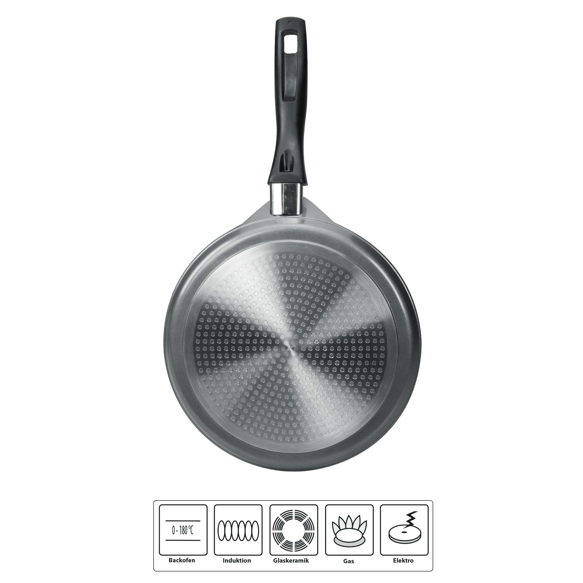 STONELINE - Crepiera con posate, 25 cm, adatta a piani cottura a induzione, in alluminio, colore: Antracite