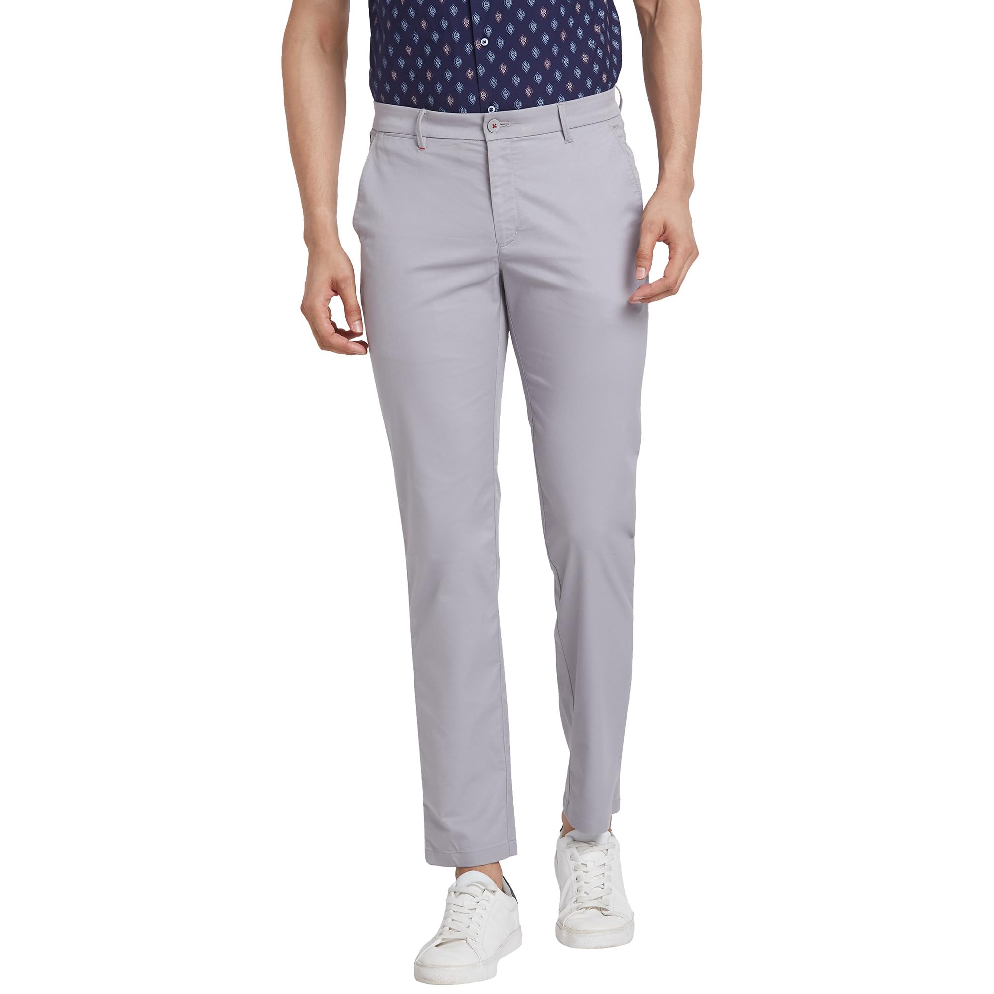 raymond Men's Slim Fit Polyester Blend Solid Pattern Flat Front Casual Chinos-picture-30