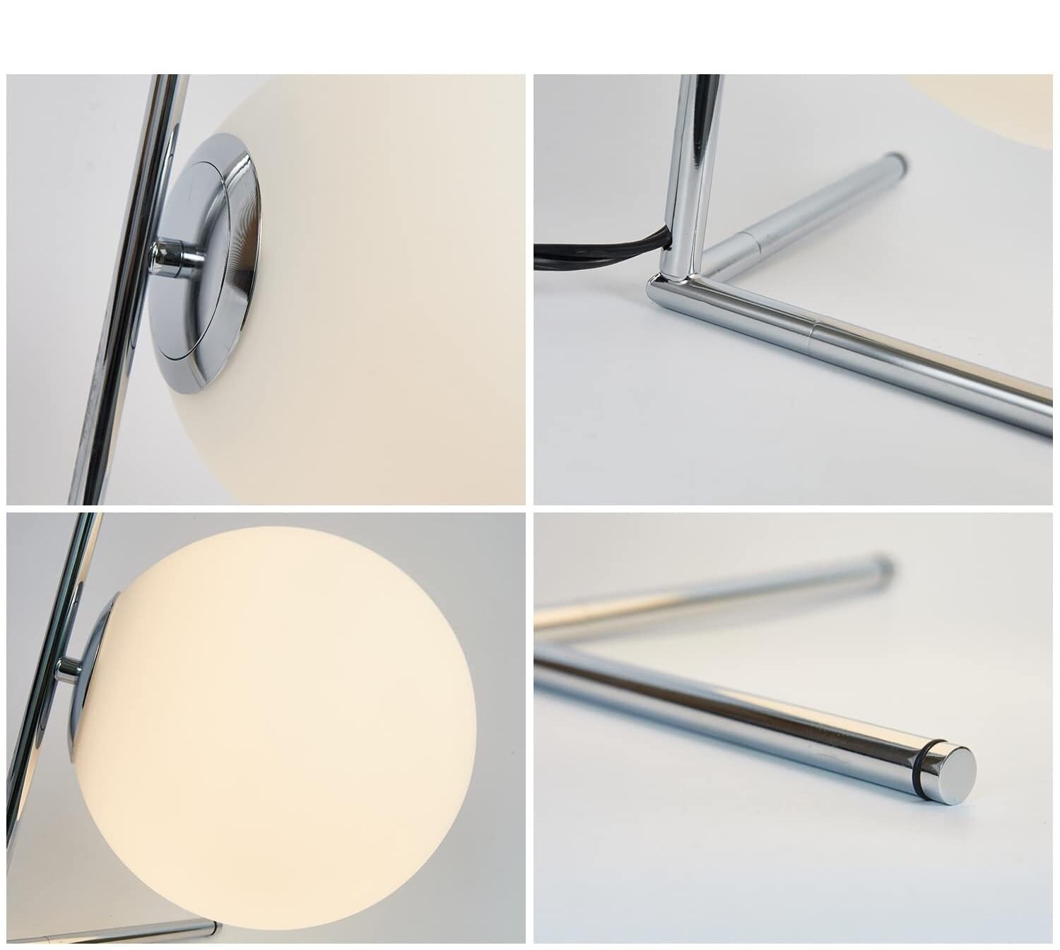 QJRGUY Lampada Tavolo Vetro Moderno Semplice con Base in Metallo, per Studio, Camera da Letto e Comodino Adatto a Soggiorno, dormitorio, Ufficio, (Nero)