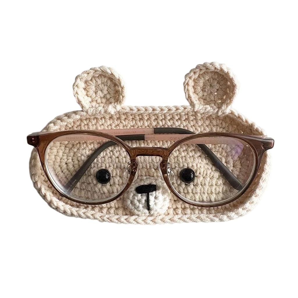Sodeber Style C 3 Handmade Crochet Animal Theme Glasses Holder Eyeglass Protective Storage Tray For Home Desk Spectacle