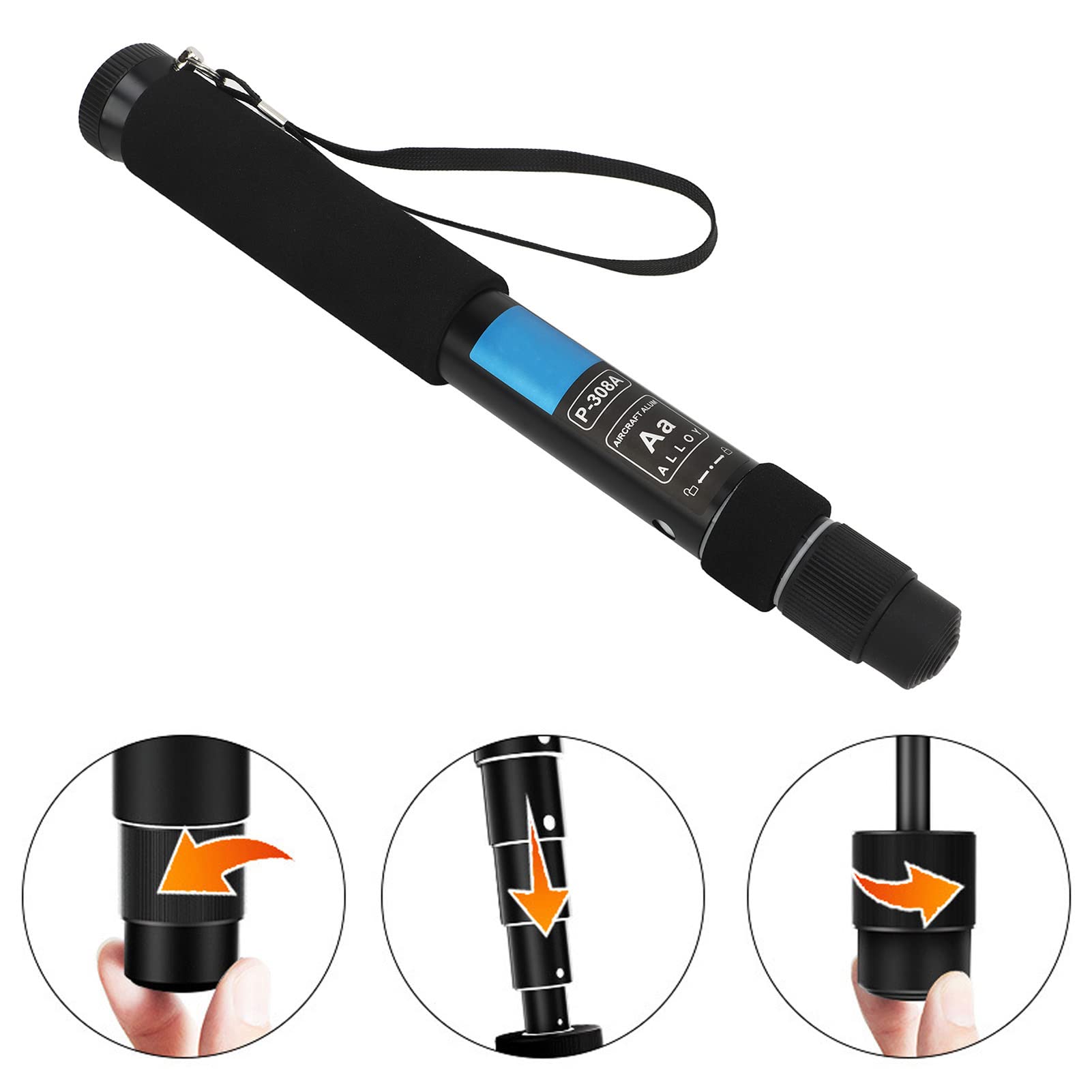 Monopié de Cámara, monopié Extensible Ligero de 8 Secciones, monopié de Fotografía de Aleación de Aluminio para Selfie de Cámara para Cámara DSLR, Senderismo Camping