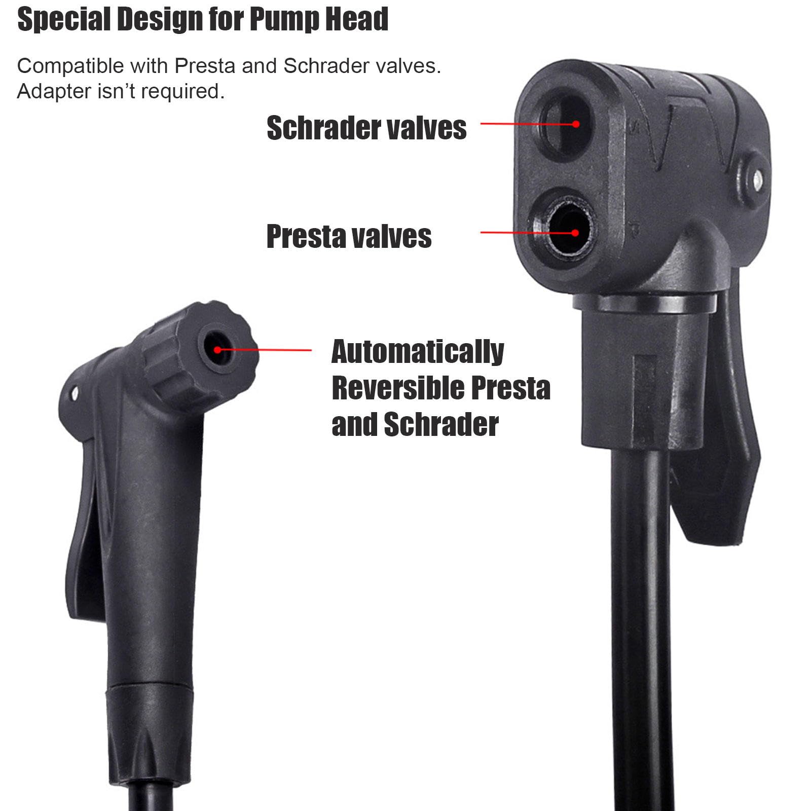 Bomba de Bicicleta con Manómetro, Alta Presión, Compatible con Válvulas Presta y Schrader - Bomba de Neumáticos de Bicicleta para Bicicleta de Carretera, MTB, Híbrida, Balones…