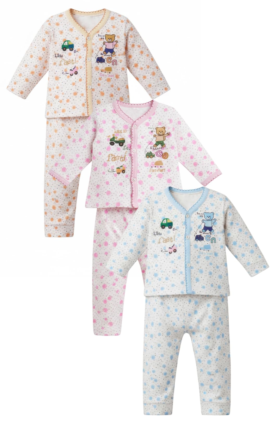 Baby's Boy's & Baby Girl's Unisex Full Sleeves Cotton Dress, Vests, Jhabla, T-Shirt with Pyjama Pant Dress Combo Set for Infant Toddler New Born Baby Clothes (0-3 Months)-image-29