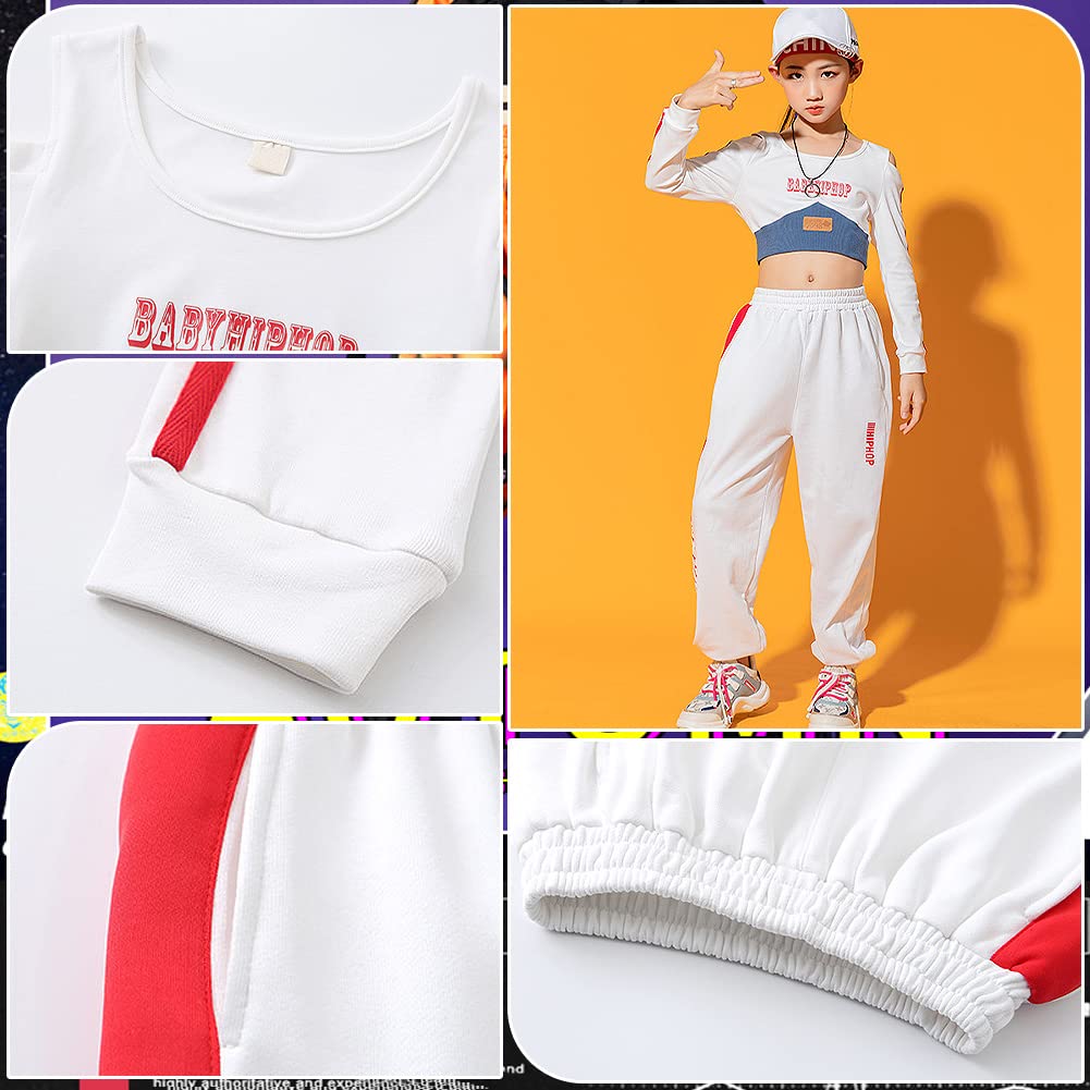 Ropa Niña Traje Elegante Jazz Hip Hop Top Corto Cintura Alta + Pantalones Correr Conjunto 2 Piezas para Edad 3-17 Años