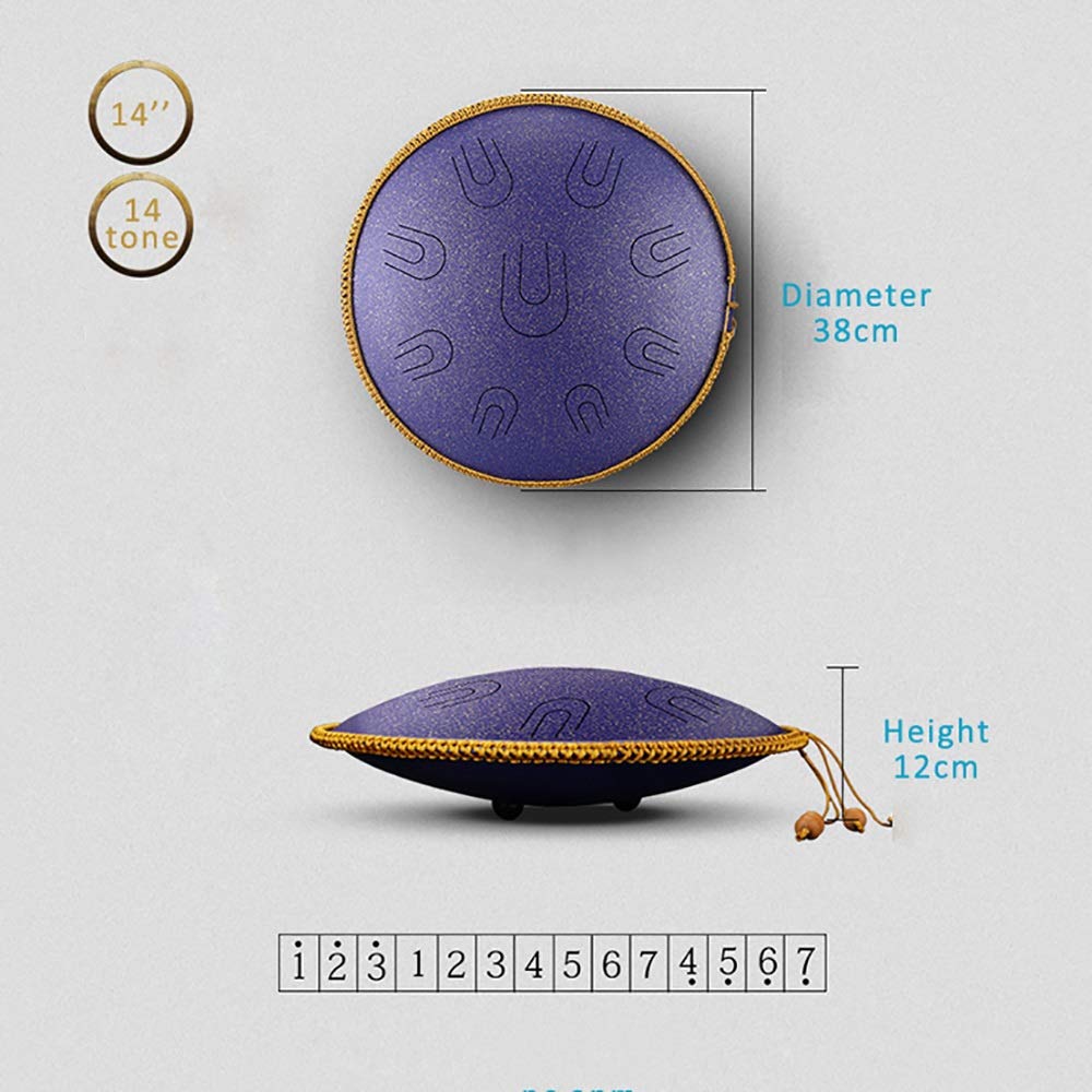 Stalen Tongue Drum, 14 Inch 15 Notes Tongue Drum, Percussion Instrument Handpan Tank Hand Pan Drum Met Drum Mallets Handtas Vingercover Voor Yoga Meditatie Musical Education Kids Adults,Groen