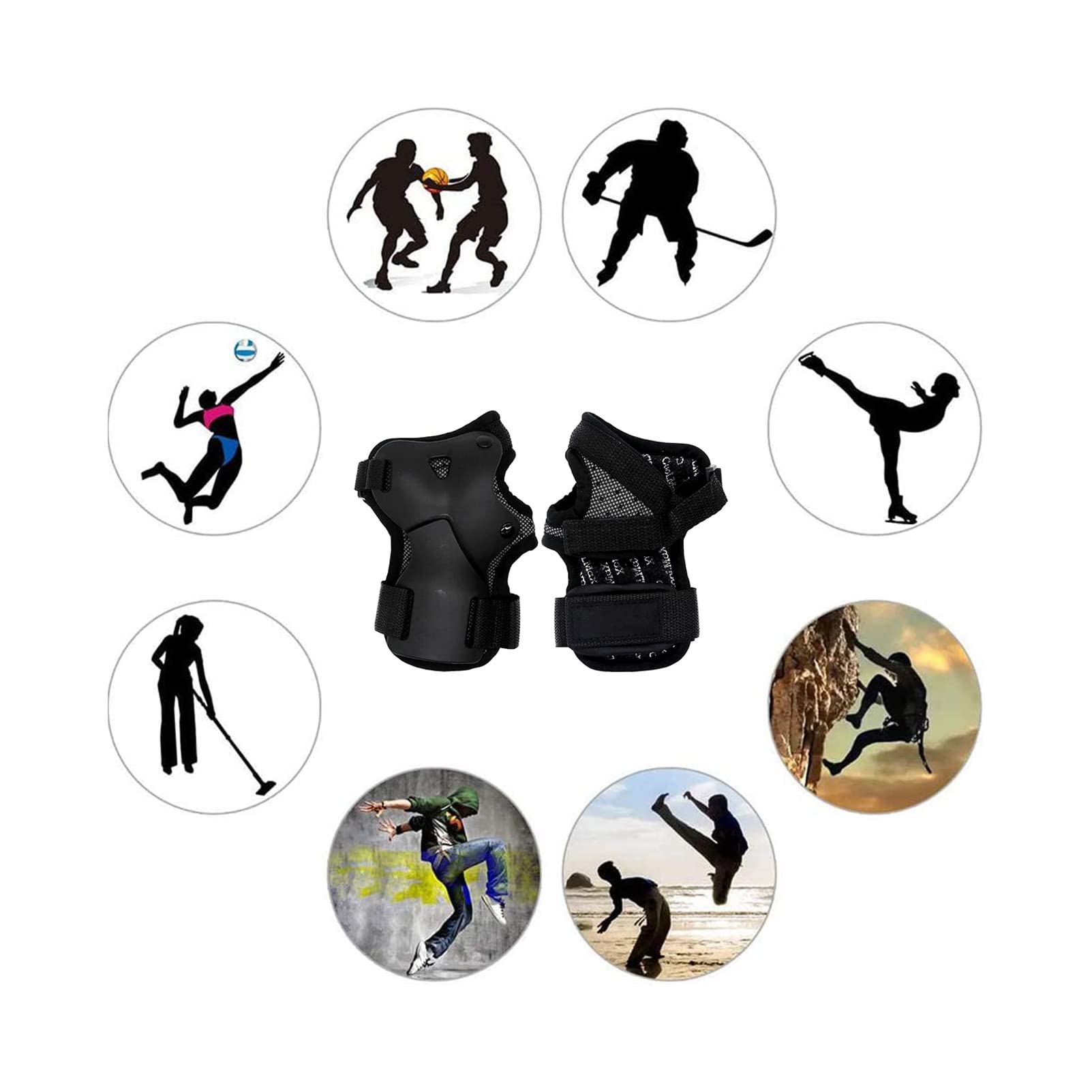 Yundxi Brace Wrist Support Protective Impact Wrist Guards Gear for Skating Skateboard Skiing Motocross Snowboard- 1 Pair (L)