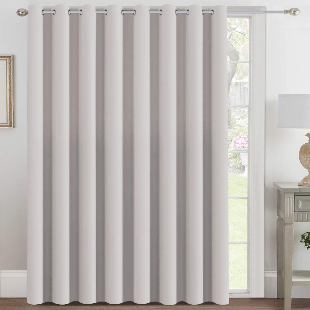 H.VERSAILTEX Blackout Patio Curtains 100 x 96 Inches for Sliding Door Extral Wide Blackout Curtain Panels Thermal Insulated Room Divider - Grommet Top, 8' Tall by 8.5' Wide - Stone