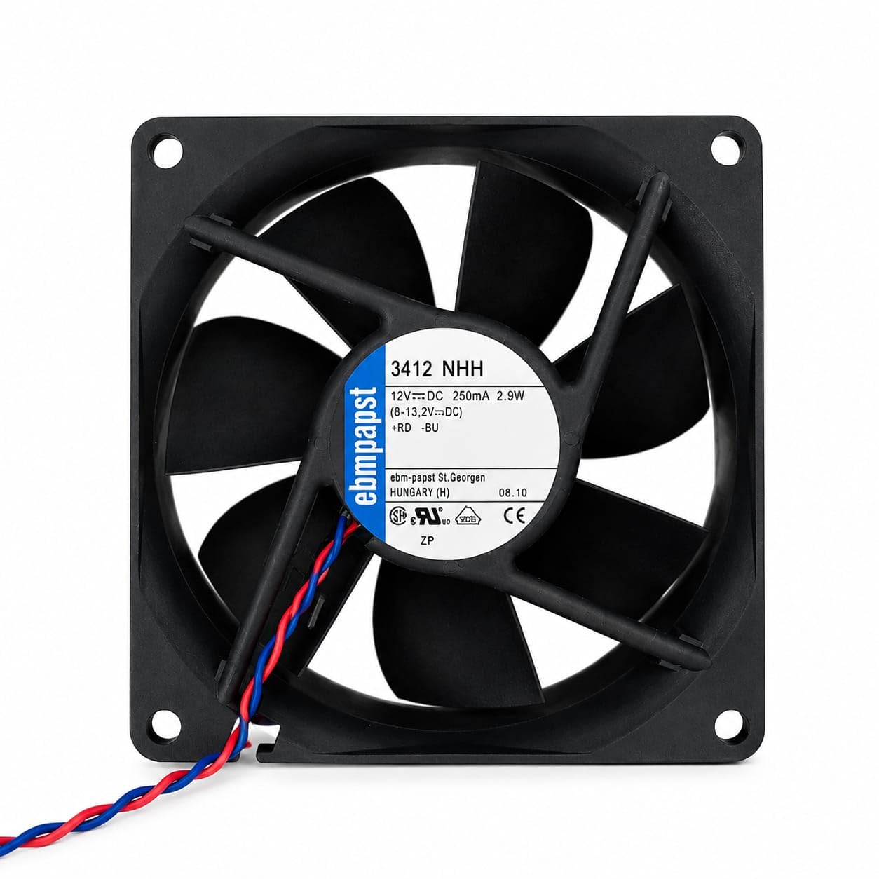 Ebm-papst 3412 NHH 12V DC Brushless Axial Cooling Fan 90x90x25mm | Low Noise Operation, High Airflow, Long Service Life, Continuous-Duty Use, 2-Wire Connection-image-46