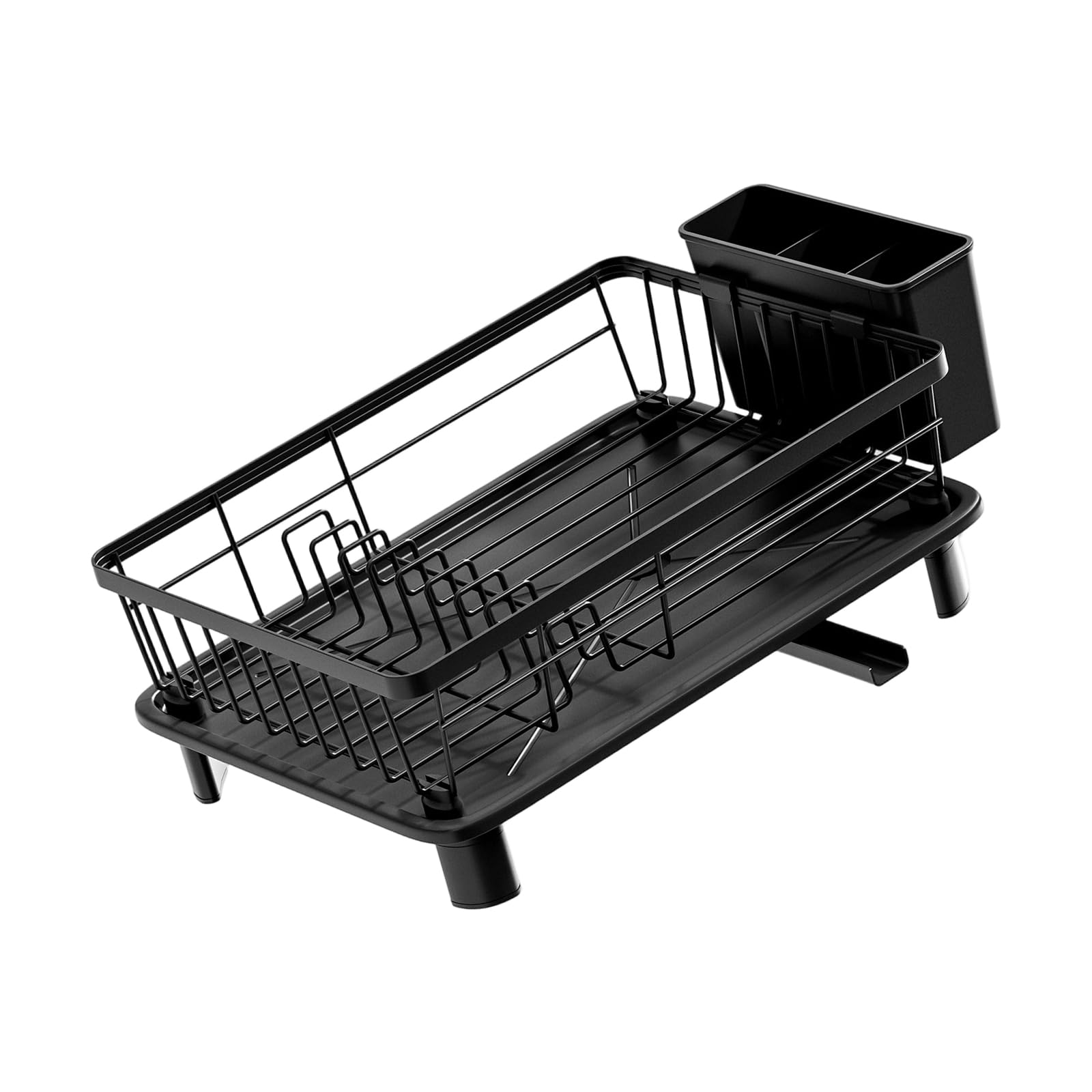Kaeltsyn Black Space Saving Utensil Holder Featuring Adjustable Water Pan And Iron Construction Cutlery And Plate Stand