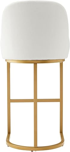 Miniatura 9 de Leick Home 214403 Barrelback Taburete de bar con base de metal, juego de 2, para encimeras de cocina elevadas, mesas altas y bares, asiento moderno