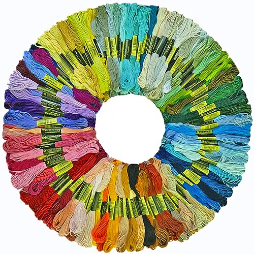 Ewparts 150 Farben Stickgarn Set 8 Meter, 6-Fädig,Emboidary Floss Stickerei Floss Kit Stickerei Faden Saiten Stickgarn für freundschaftsarmbänder Stickereien Faden Kit Armband Schnur