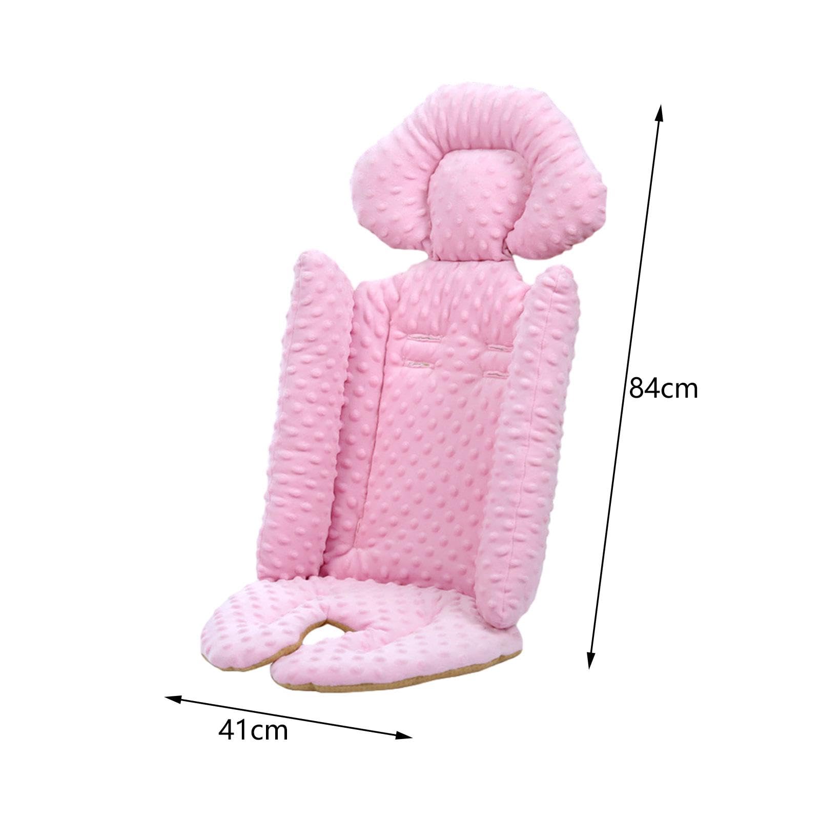 2 set di 2 cuscini per passeggino, caldi, universali, spessi, per carrozzina, auto, passeggino, rosa, 41 x 84 cm