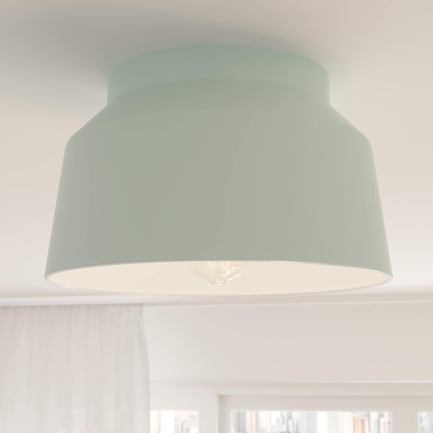 Hunter - Cranbrook 1-Light Mint, Medium Size Flush Mount Light, Dimmable, Modern Style, Bell Shaped, for Bedrooms, Kitchens, Foyers, Bathrooms - 19171
