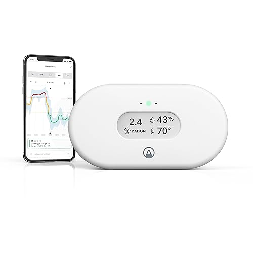 Airthings 2989 View Radon - Monitor de radón con detector de humedad y temperatura - Aplicación móvil alimentada por batería, WiFi, alertas y