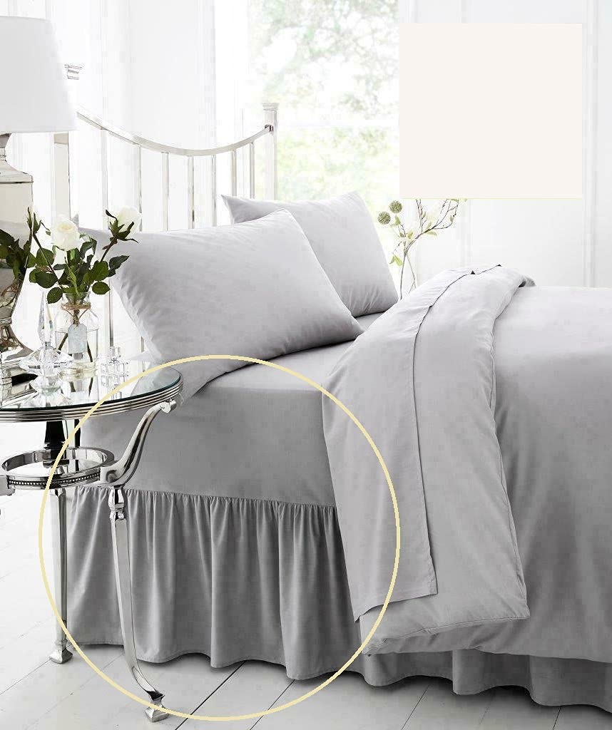 DOUBLE FRILLED FITTED VALANCE Sheet 4'6" x 6'3" (54" x 75") OVER MATTRESS (Cream, 10" Depth)