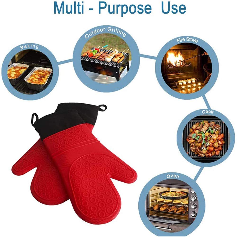RajoNN Un Paio di Guanti Resistenti al Calore Guanti da Forno in Silicone Guanti da Barbecue Guanti da microonde per Barbecue Guanti Antiscivolo da Forno Guanto da Ispessimento