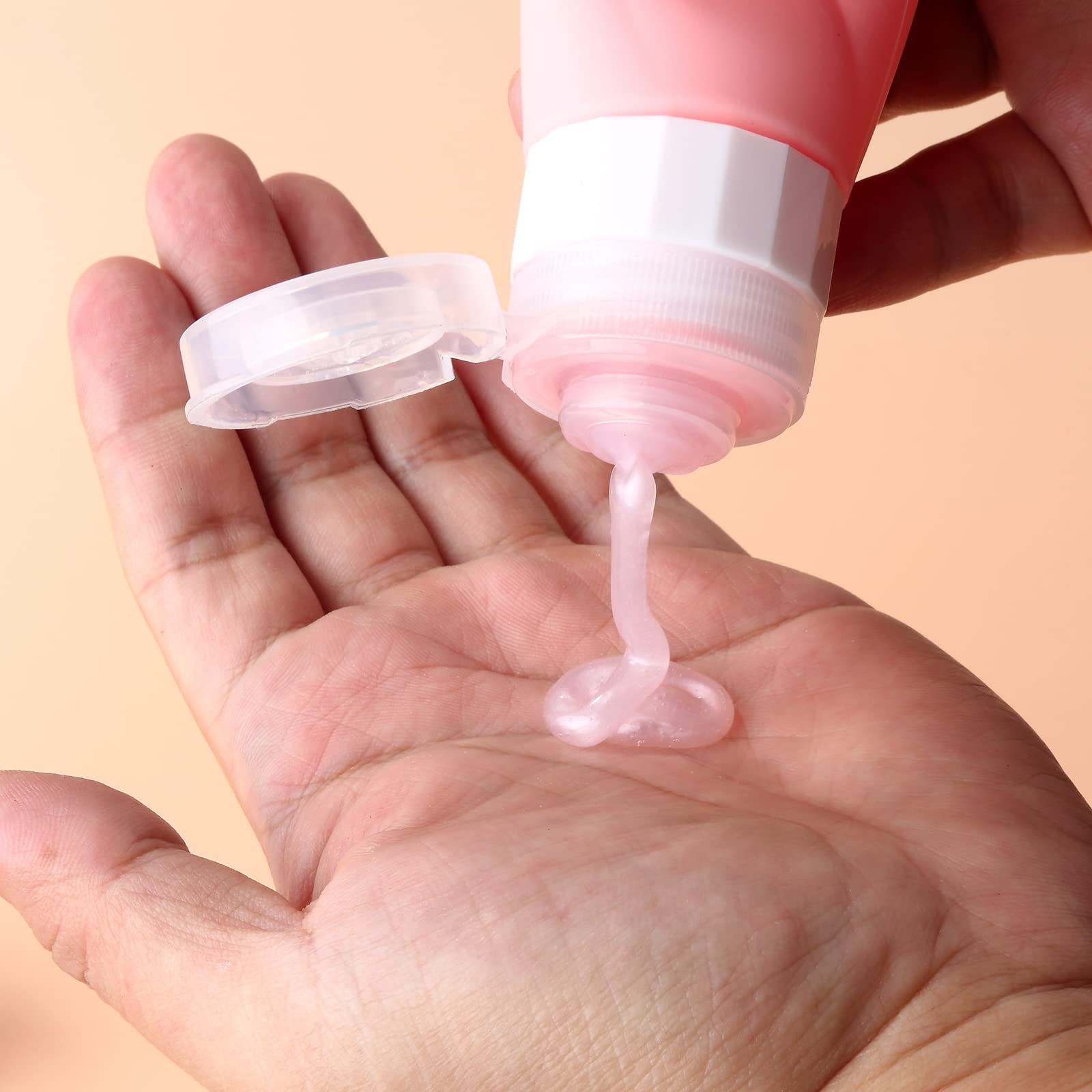Gemice Reiseflaschen für Toilettenartikel, 85 ml, TSA-zugelassene Behälter in Reisegröße, BPA-frei, auslaufsicher, Reiseröhren, Flüssigkeit, Reisezubehör mit transparenter Kulturtasche (4 Stück)