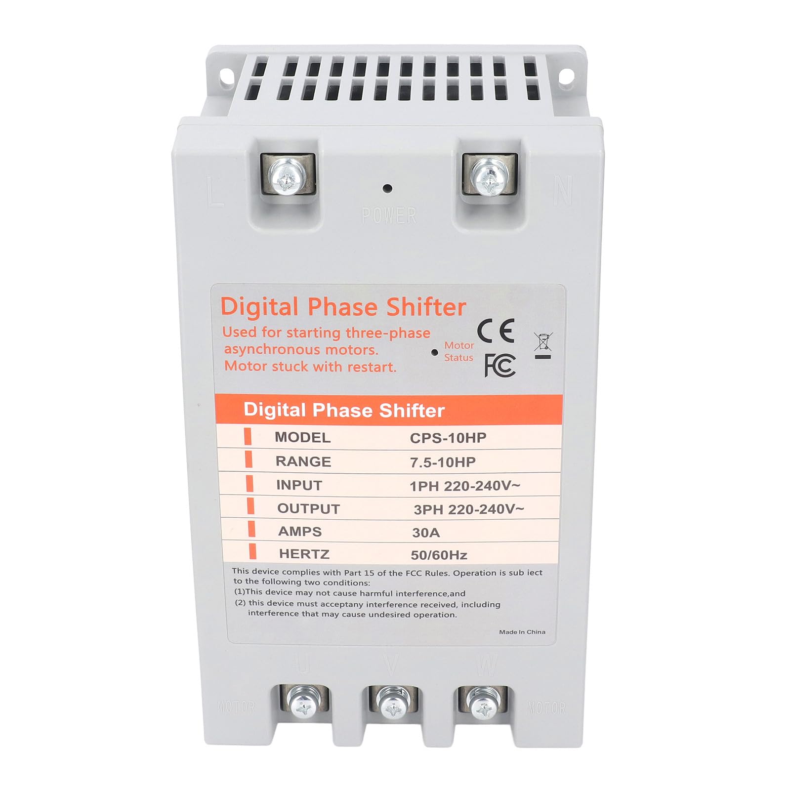 Generic Cyfrowy Konwerter Fazy, Wydajny Konwerter Jednofazowy na 3 Fazy o Mocy 7,5 KW do Niezawodnego Wyposażenia Silnika, Idealny do zastosowań Komercyjnych 220–240 V AC
