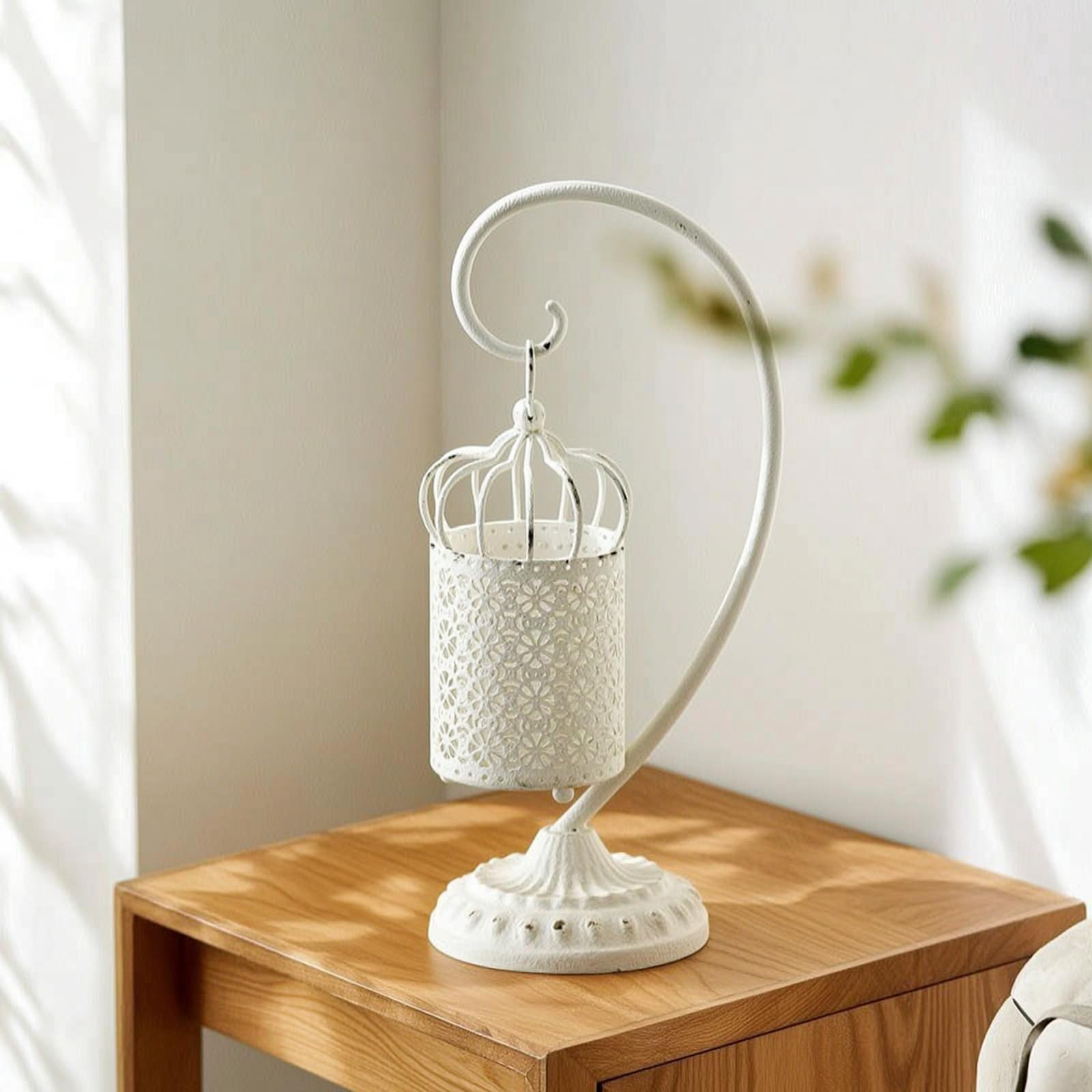Baoblaze Farol Decorativo Farol de Mesa Portavelas Linterna de Hierro Ornamento Clásico Estilo Francés Difusor de Vela Adecuado para Comedor Estudio Decoración Navideña, Negro Retro