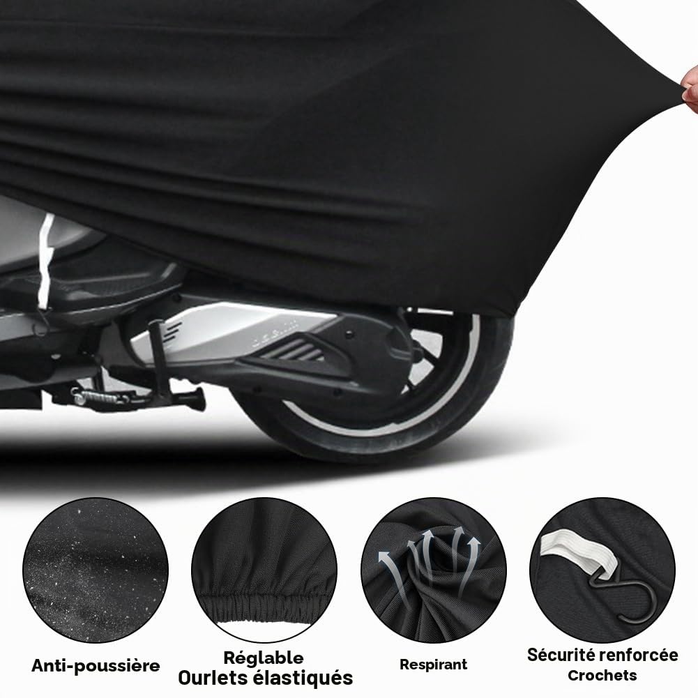 Erato Couverture de Moto Intérieur Housse Élastique Stretch 295x109x140 cm