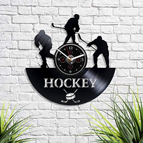 Kovides Hockey Wall Clock Sport Wall Clock Vintage Vinyl Record Retro Wall Clock Large Hockey Sport Art Clock 12 Inch Birthday Gift Hockey Gift For Boys New Year Gift Hockey Home Wall Decor #TOP1